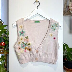 Vintage 90s Glam Floral Embroidered‎ Vest